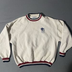 Vintage Jewish Community Center Charlotte Ringer Sweatshirt XL Beige Made In USA